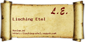 Lisching Etel névjegykártya